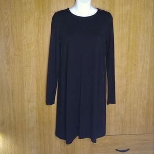 Eileen Fisher black viscose jersey long sleeve mini dress